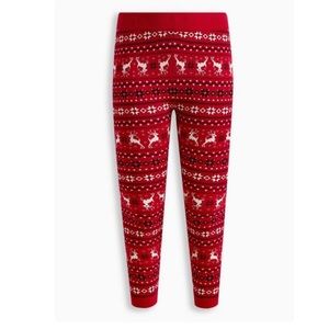 356. TORRID Red Reindeer Pattern Sweater Legging Size 1 NWT